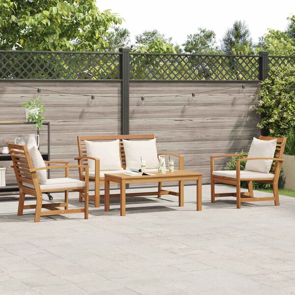 vidaXL Garden Sofa Set 4 pcs Natural Solid Teak Wood