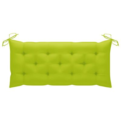vidaXL Swing Bench with Bright Green Cushion 66.9" Solid Teak Wood