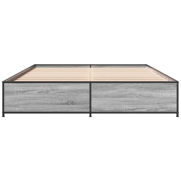 vidaXL Bed Frame Grey Sonoma Engineered Wood, Steel 47.2x74.8 in Durable