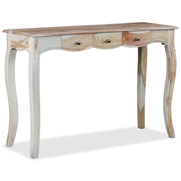 vidaXL Console Table Brown and white Solid Acacia wood