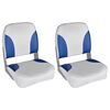 vidaXL Boat Seats 2 pcs Foldable Backrest Blue-white Pillow 16.1"x14.2"x18.9"