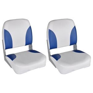 vidaXL Boat Seats 2 pcs Foldable Backrest Blue-white Pillow 16.1"x14.2"x18.9"