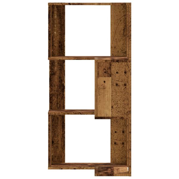 vidaXL Corner Bookcase 3-Tier Old Wood 19.7x19.7x40.2" Engineered Wood