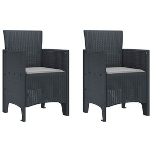 vidaXL Garden Chair 2 pcs Anthracite 20.87 x 19.29 x 33.46 in