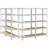 vidaXL 5-Layer Heavy-duty Shelves 4 pcs Silver Steel&Engineered Wood