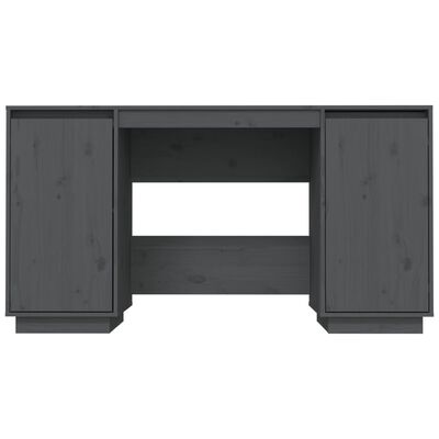 vidaXL Desk Gray 55.1"x19.7"x29.5" Solid Wood Pine