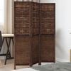 vidaXL Room Divider 3 Panels Dark Brown Solid Wood Paulownia