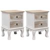 vidaXL Bedside Cabinet Set of 2 White Paulownia wood Medium