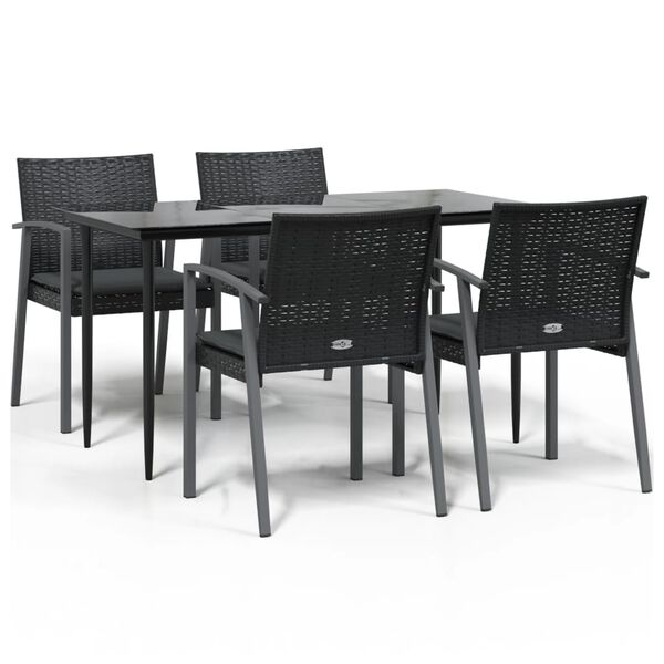 vidaXL Garden Dining Set Black PE rattan Medium Durable