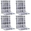 vidaXL Patio Lowback Chair Cushions 4 pcs Grey Check Pattern 39.4x19.7x1.2" Oxford Fabric