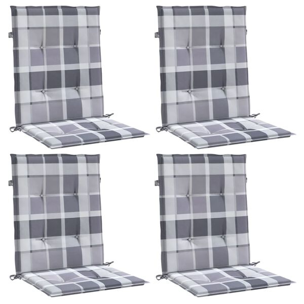 vidaXL Patio Lowback Chair Cushions 4 pcs Grey Check Pattern 39.4x19.7x1.2" Oxford Fabric