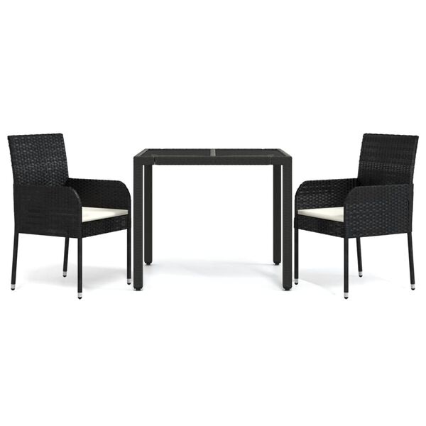 vidaXL Garden Dining Set Black Poly Rattan Regular Modular