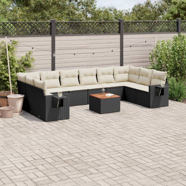vidaXL Garden Sofa Set Black, Cream