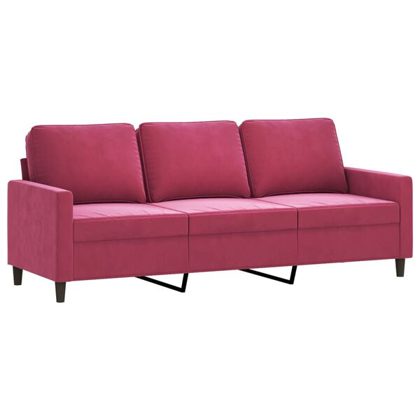 vidaXL 3-seater Sofa Wine red Velvet (100% polyester) 3-seater Modern