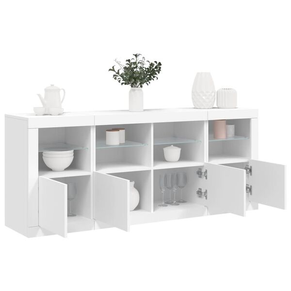 vidaXL Sideboard White Engineered wood, Glass Medium Sideboard