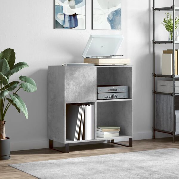vidaXL Record Cabinet Concrete Grey Engineered Wood Medium