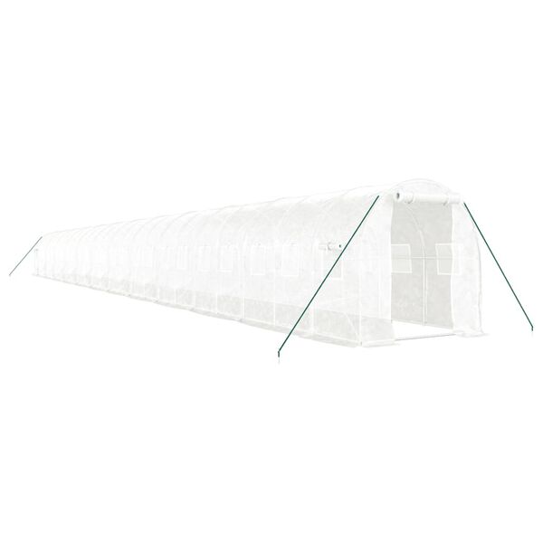 vidaXL Greenhouse White Polyethylene, Galvanized Steel Large
