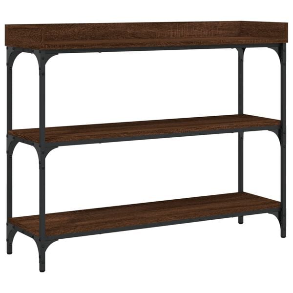 vidaXL Console Table Brown Oak Engineered wood, Metal Console Table
