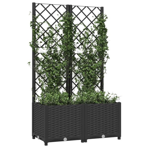 vidaXL Garden Planter Black Polypropylene 31.5 x 15.7 x 53.5 in Durable