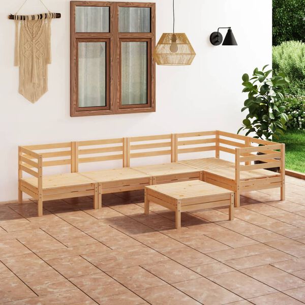 vidaXL Garden Lounge Set Natural Wood Solid Pinewood Medium Modular