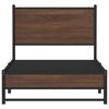 vidaXL Bed Frame Brown Oak Steel, Engineered Wood Twin Bed Frame