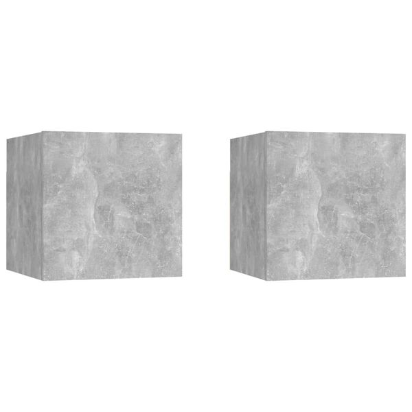 vidaXL Bedside Cabinet Set of 2 Concrete gray Engineered wood