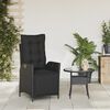 vidaXL Reclining Garden Chair Black PE Rattan, Powder-Coated Steel Medium