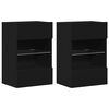 vidaXL TV Wall Cabinet Set of 2 Black Engineered wood, Glass