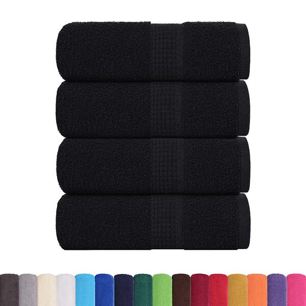 vidaXL Soap Towel Set of 4 Black 100% Cotton 11.8 in x 11.8 in