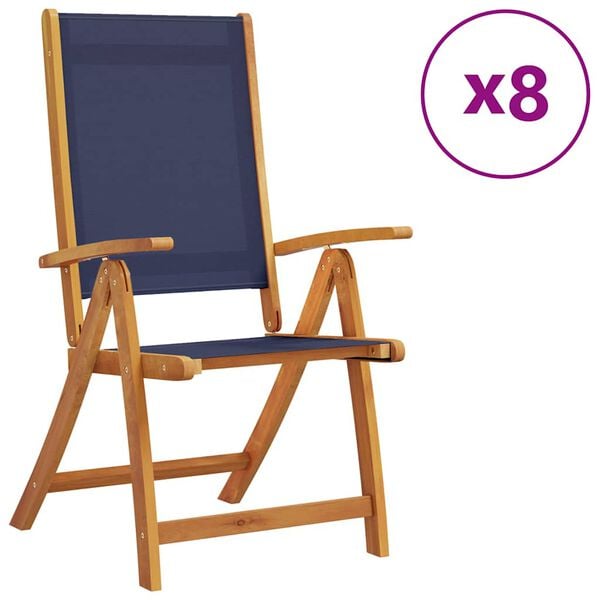 vidaXL Folding Garden Chair Set of 8 Blue