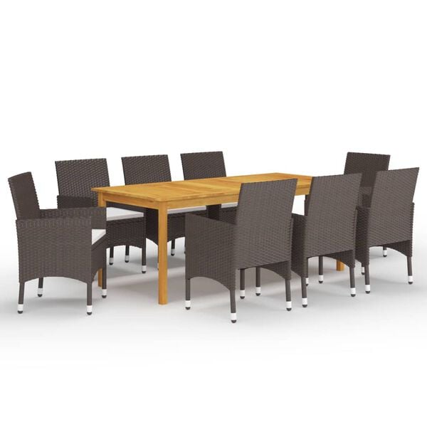 vidaXL Dining Set Brown table, cream white cushions