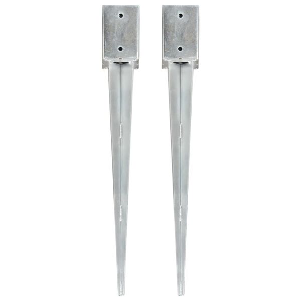 vidaXL Ground Spikes 2 pcs Silver 3.5x3.5x29.5" Galvanised Steel