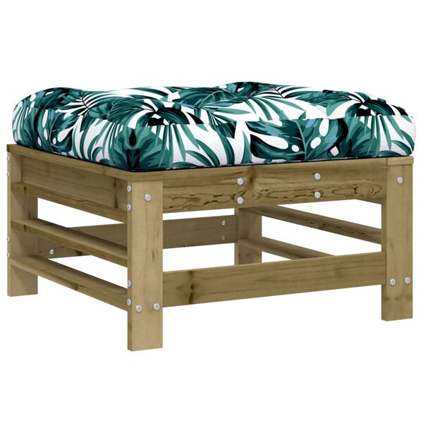vidaXL Garden Footstool Natural wood, Leaf pattern
