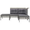 vidaXL 4 Piece Patio Lounge Set with Cushions Grey Poly Rattan