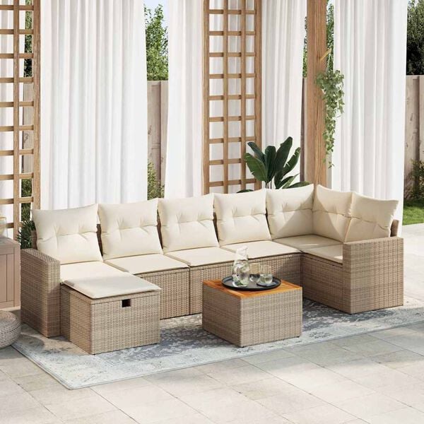 vidaXL Garden Sofa Set Beige