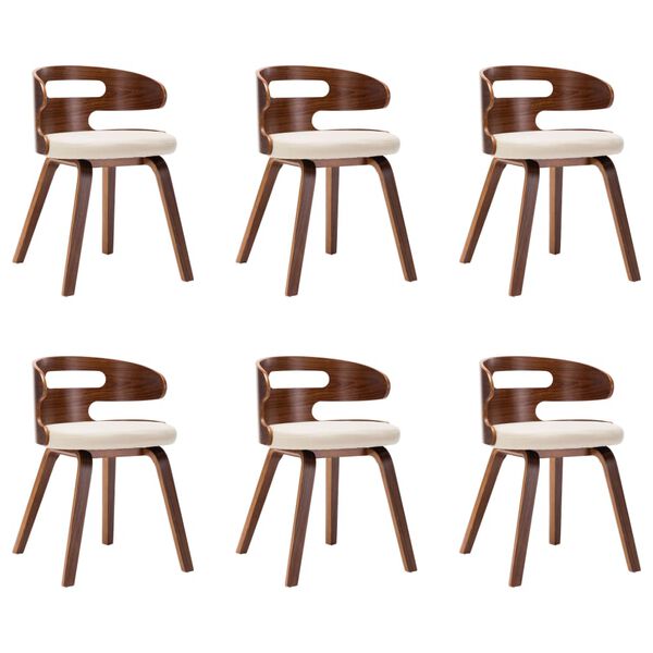 vidaXL Dining Chair Set of 6 Cream and dark brown