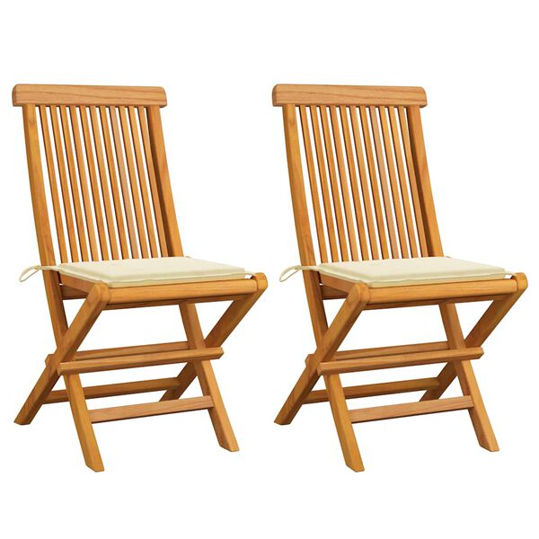 vidaXL Garden Chair Set of 2 Natural wood Teak wood Standard Foldable