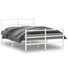 vidaXL Bed Frame White Powder-Coated Steel 55x78.7 in Bed Frame