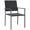 vidaXL Garden Chair Set of 4 Black PE Rattan, Powder-Coated Steel Medium