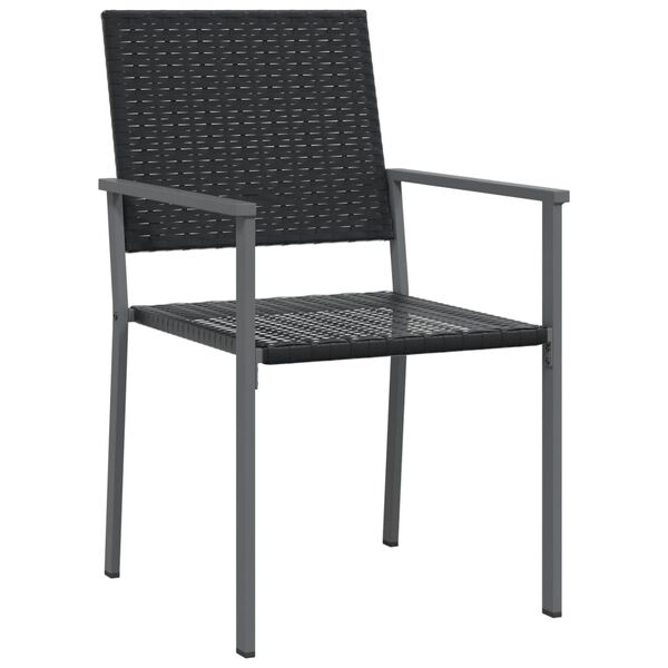 vidaXL Garden Chair Set of 4 Black PE Rattan, Powder-Coated Steel Medium