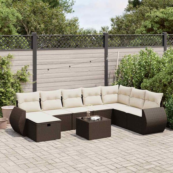 vidaXL Garden Sofa Set Brown