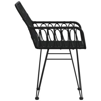 vidaXL Patio Chairs 2 pcs with Armrest Black 22"x25.2"x31.5" PE Rattan