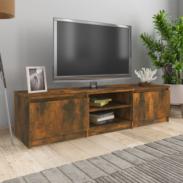 vidaXL TV Cabinet Smoked oak Engineered wood 55.1 in TV Cabinet