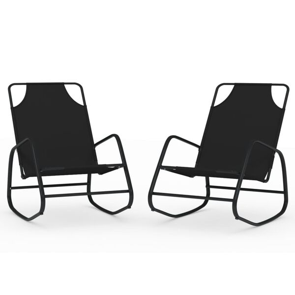 vidaXL Sun Lounger Set of 2 Black Powder-coated steel, textilene