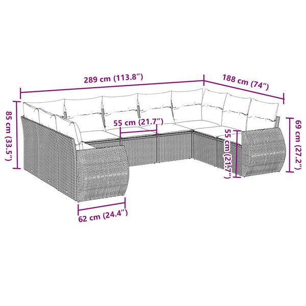 vidaXL Garden Sofa Set Light Grey, Dark Grey