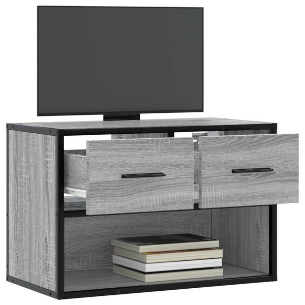 vidaXL TV Cabinet Grey Sonoma Engineered wood, Metal Medium TV Cabinet