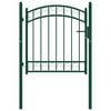 vidaXL Fence Gate with Arched Top Steel 39.4x33.9" Green