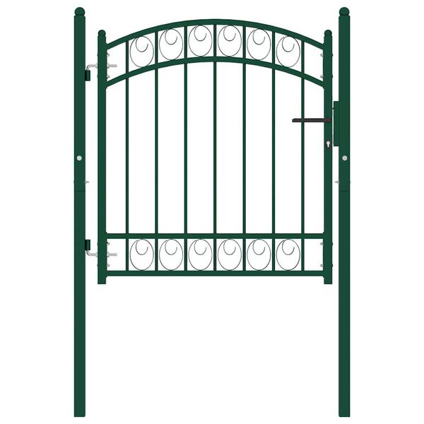vidaXL Fence Gate with Arched Top Steel 39.4x33.9" Green