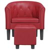 vidaXL Tub Chair with Footstool Wine Red Faux Leather