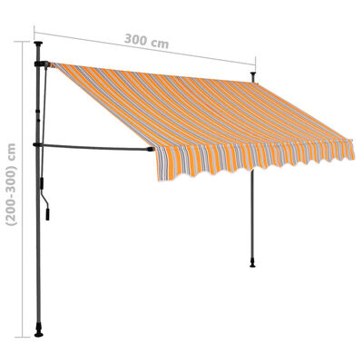 vidaXL Manual Retractable Awning with LED 118.1" Yellow and Blue
